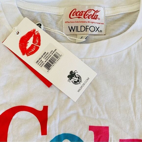 Wildfox x Coca-Cola Coke Stellar Graphic Distressed T-Shirt Sz S NWT - Picture 9 of 12